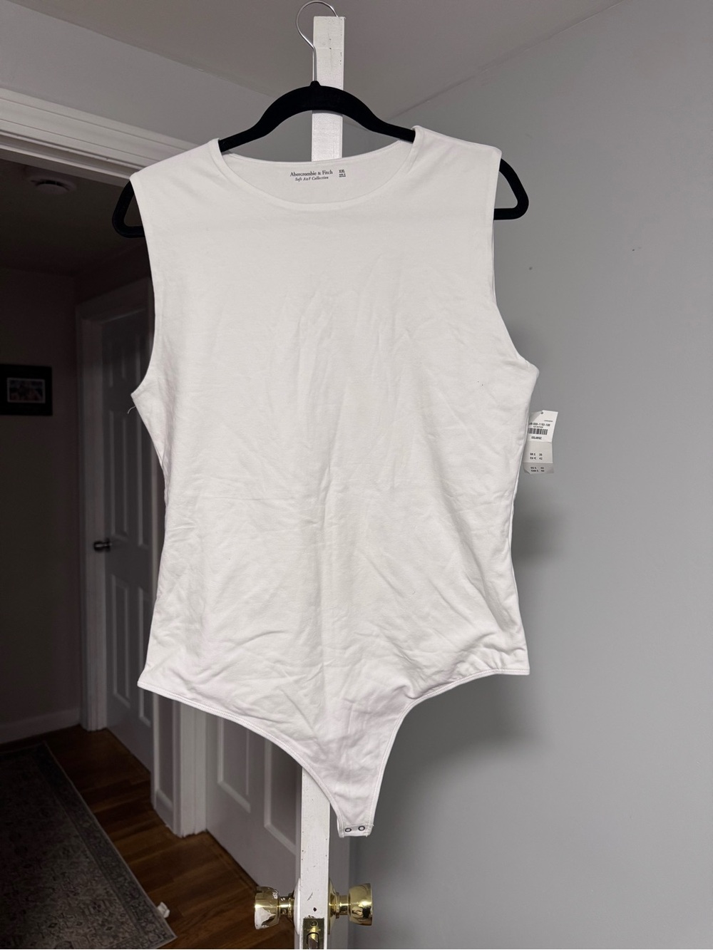 Abercrombie & Fitch White Sleeveless Crew Neck Bodysuit